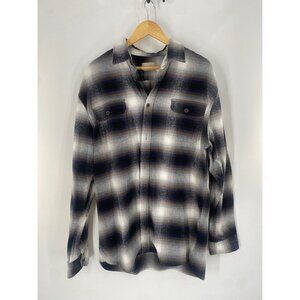 Jach's Flannel Shirts Mens XLT BLUE GRAY Plaid Long Sleeve Pockets